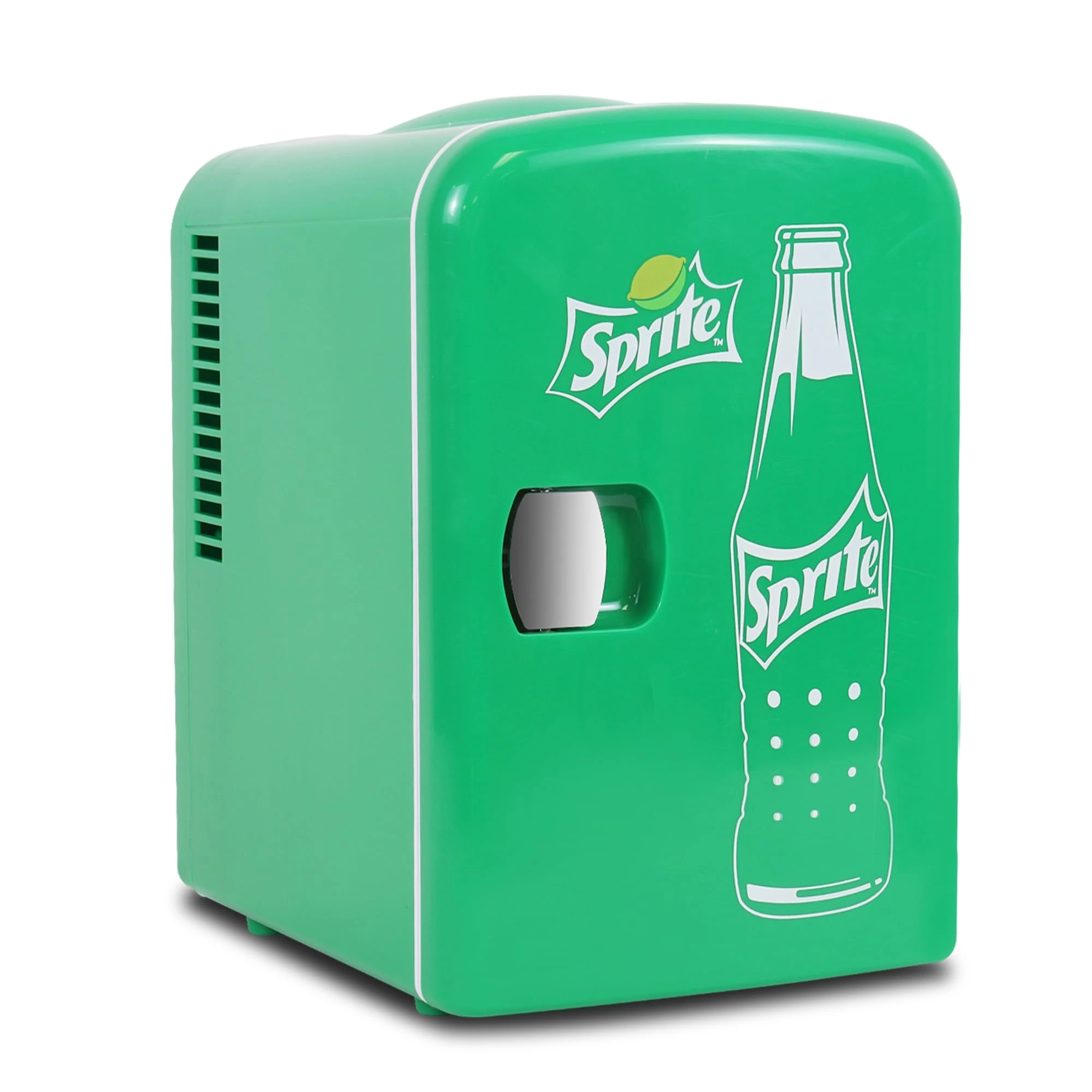 Coca Cola Sprite Mini Fridge For Bedrooms 4L Small 6 Can Table Top Quiet Mini Fridges For Skincare Office Food Drinks Kids Home Car & Travel 12V Portable Cooler Warmer Refrigerator Green