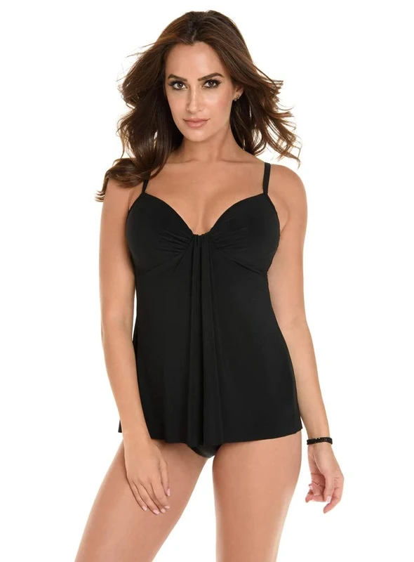 Miraclesuit Women's So Riche Marina Tankini Top - - 10 Black