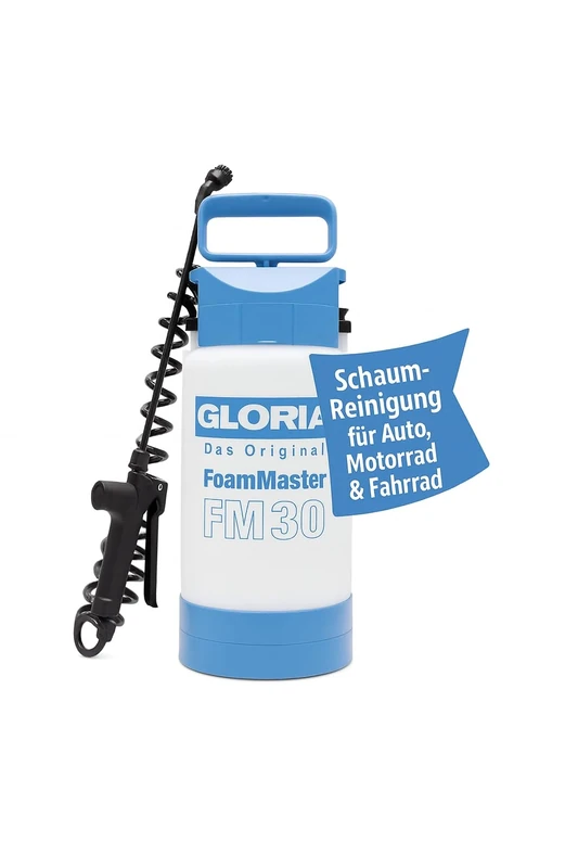 GLORIA FoamMaster FM 30 | 3 Litre Foam Sprayer / Foam Generator | Pressure Sprayer for Vehicle Cleaning | Exchangeable Foam Cartridges | 2 m Spiral Hose