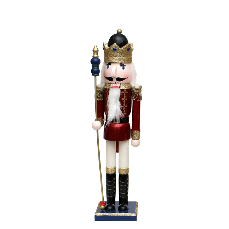 Dekohelden24 Wooden Nutcracker XL as King with Golden Glitter L x W x H: 12.5 x 11 x 50 cm 50 cm