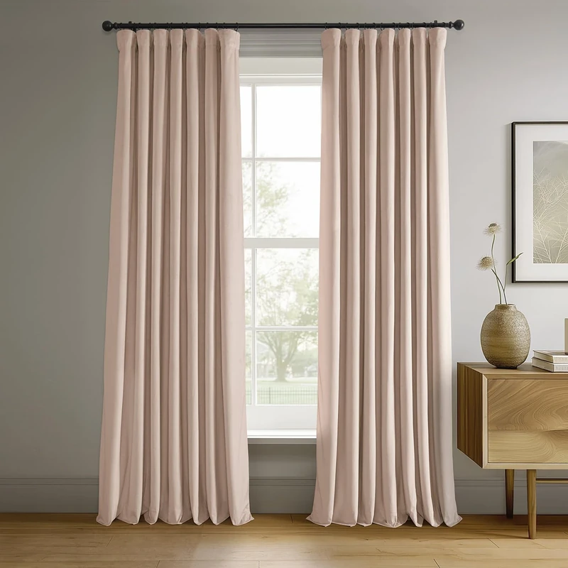 HPD Half Price Drapes Signature Velvet Thermal Blackout Curtains for Living Room 108 Inch Long (1 Panel) Rod Pocket Insulated Blackout Curtains for Bedroom Window Curtains, 50W x 108L, Rosey Dawn