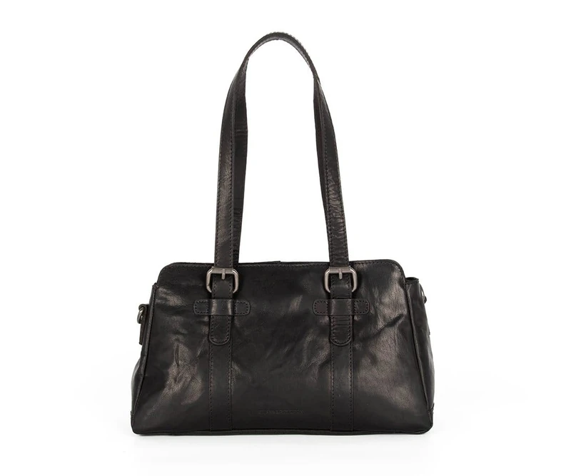 Spikes & Sparrow Women Oklahoma Shoulder Bag, Black, 31 x 10 x 19 cm