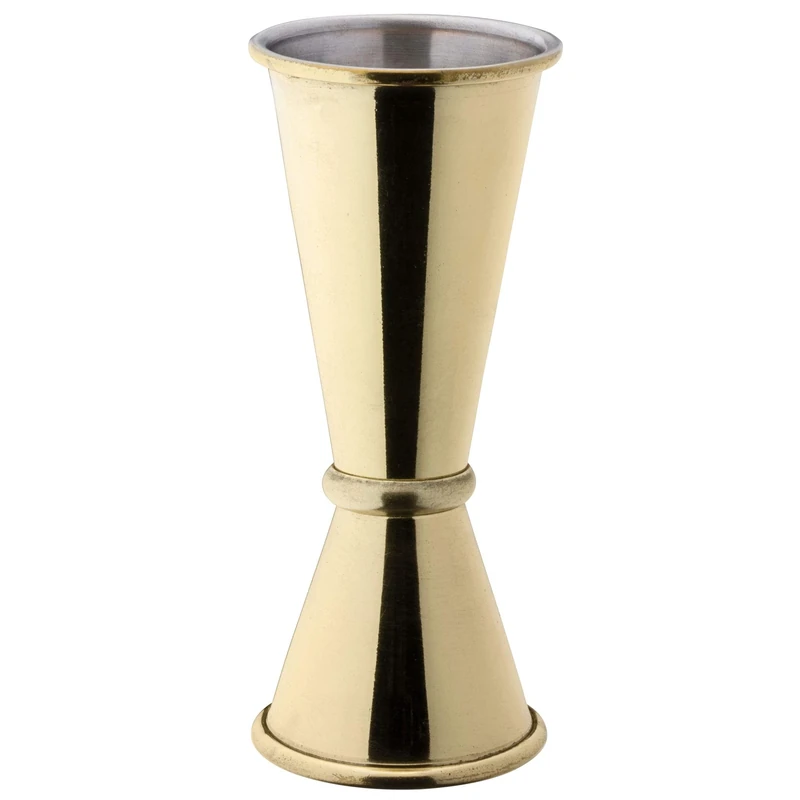 Gold Jigger 25ml & 50ml - Case of 6-25ml & 50ml Spirit Measure, Gold Finish