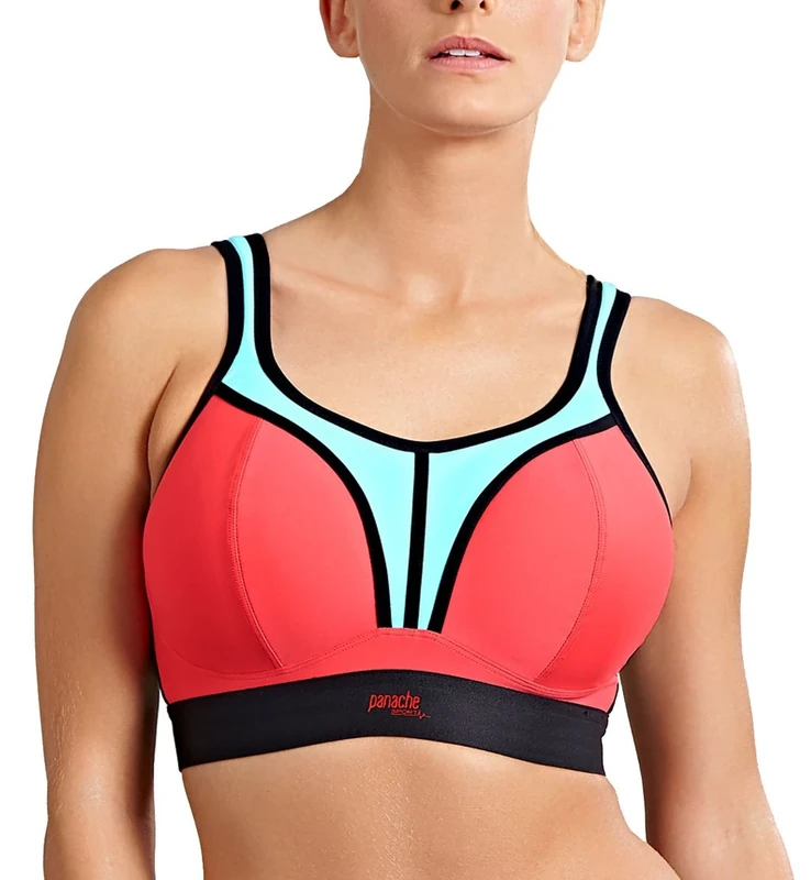 Panache Women's Non-Wired Sports Bra, Coral/Sky, 38B