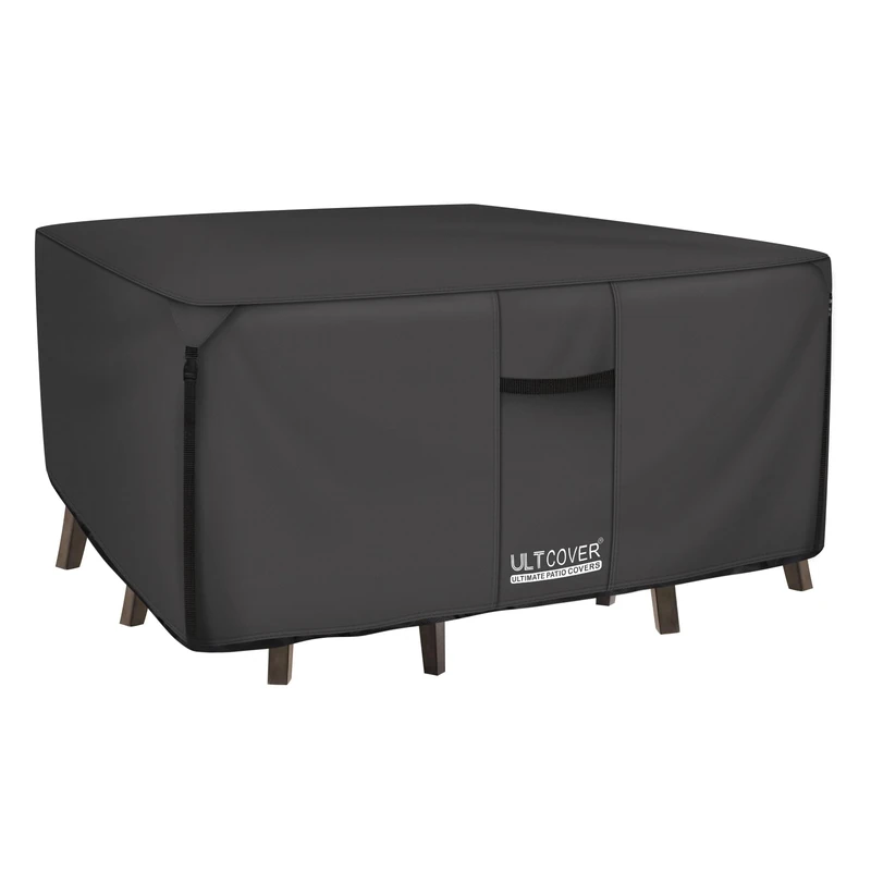 ULTCOVER 600D Pvc Durable Patio Table Cover - 100% Waterproof Outdoor Furniture Covers - Black Square 74"(L) x74(W) Black