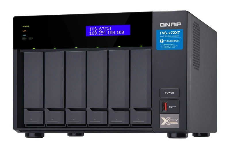 QNAP TVS-672XT-i3-8G, 6bay, 8GB RAM, Thunderbolt 3, 10GbE ready NAS (Network-attached Storage) Enclosure, backup & recovery