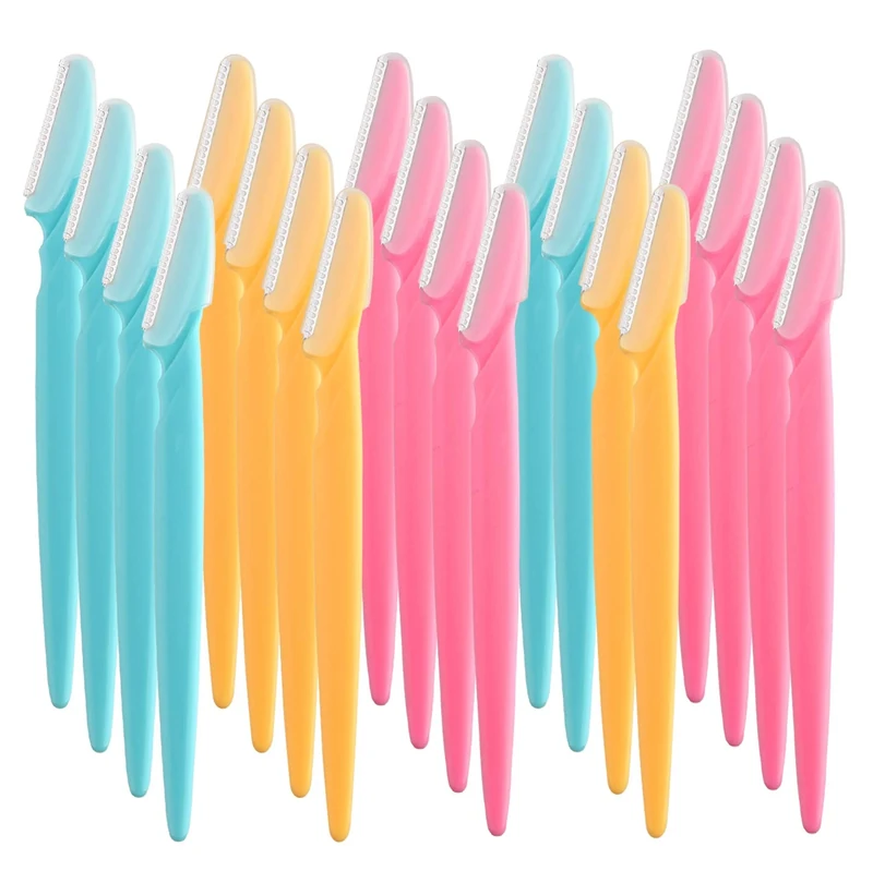 FEPITO 20Pieces Eyebrow Razor Face Razor Shaper for Precisely Triming and Shaping Facial Hair Women's Trimmer Shaving Grooming Kit