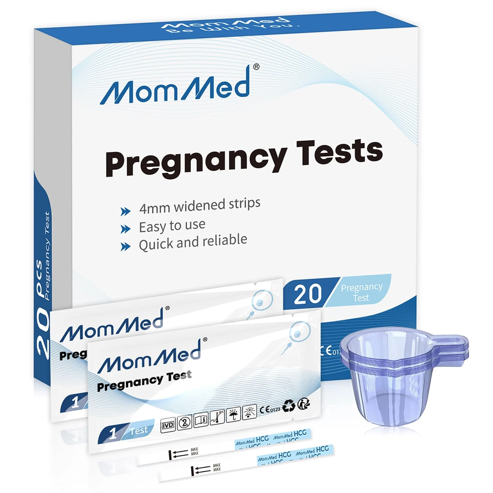 MOMMED Pregnancy Test Strips (HCG20) with 20 Free Urine Cups, Reliable and Quick Pregnancy Tests Early Detection, Early Pregnancy Tests, Fertility Test for Women