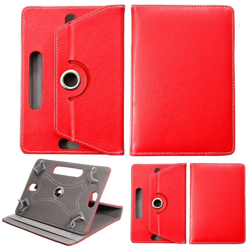 Universal 8.0 inch Tablet Case, Multi-Angle Stand Flip Printed Wallet Case Fits All 8.0" Inch Samsung, Lenovo, Acer, Huawei, Sony, Apple, Toshiba Android Tablets tab devices (Red)