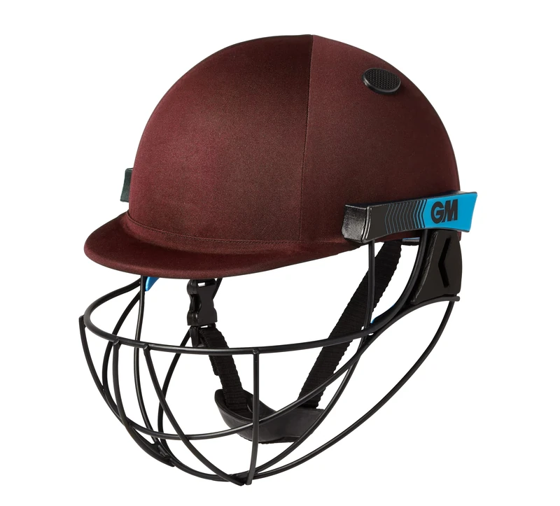 GM | Cricket Helmet | Neon GEO | BSI Approved Batting Fielding Head Protection - Adult & Junior Size Ball | Ultra-Strong Geodesic Grille | Maroon | Small 520-550 mm | Gunn & Moore