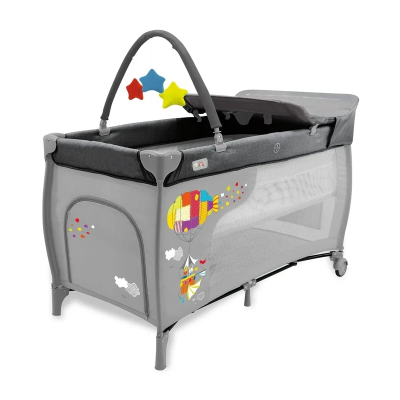 Asalvo Lit de Voyage Mix Plus Travel Cot, Polyester, Grey, Pequeño Individual