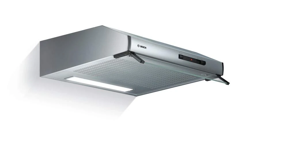 Bosch DUL62FA51 Series 2 Undermount Hood, 60 cm Wide, Recirculation & Exhaust Air, LED Lighting, Even Illumination, Slide Switch, 3 Power Levels, Fleece Filter