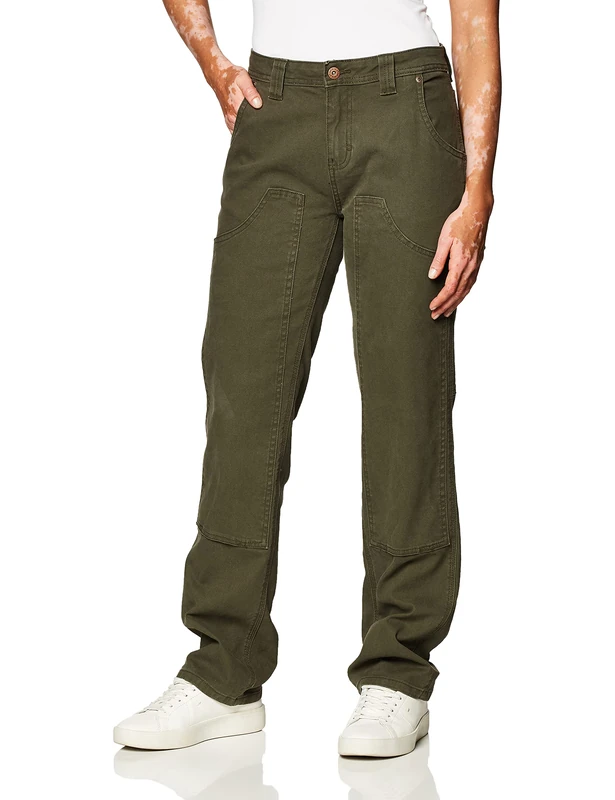 Dickies Women's Carpenter Pants, Rinsed Moss Green, 31