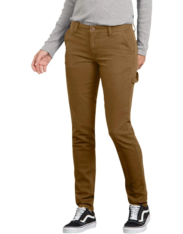 Dickies, Women's, Duck Carpenter Pant Slim Straight, Brown Duck, 30