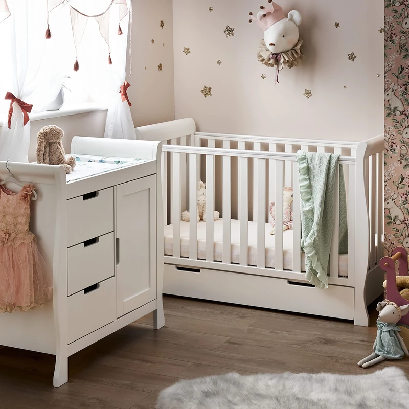 Obaby Stamford Sleigh Mini 2 Piece Room Set - White