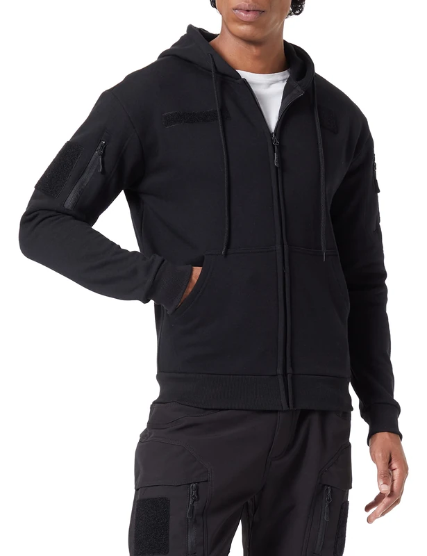 Mil-Tec Men's Tactical Hoie Sweatshirt, Black, L UK