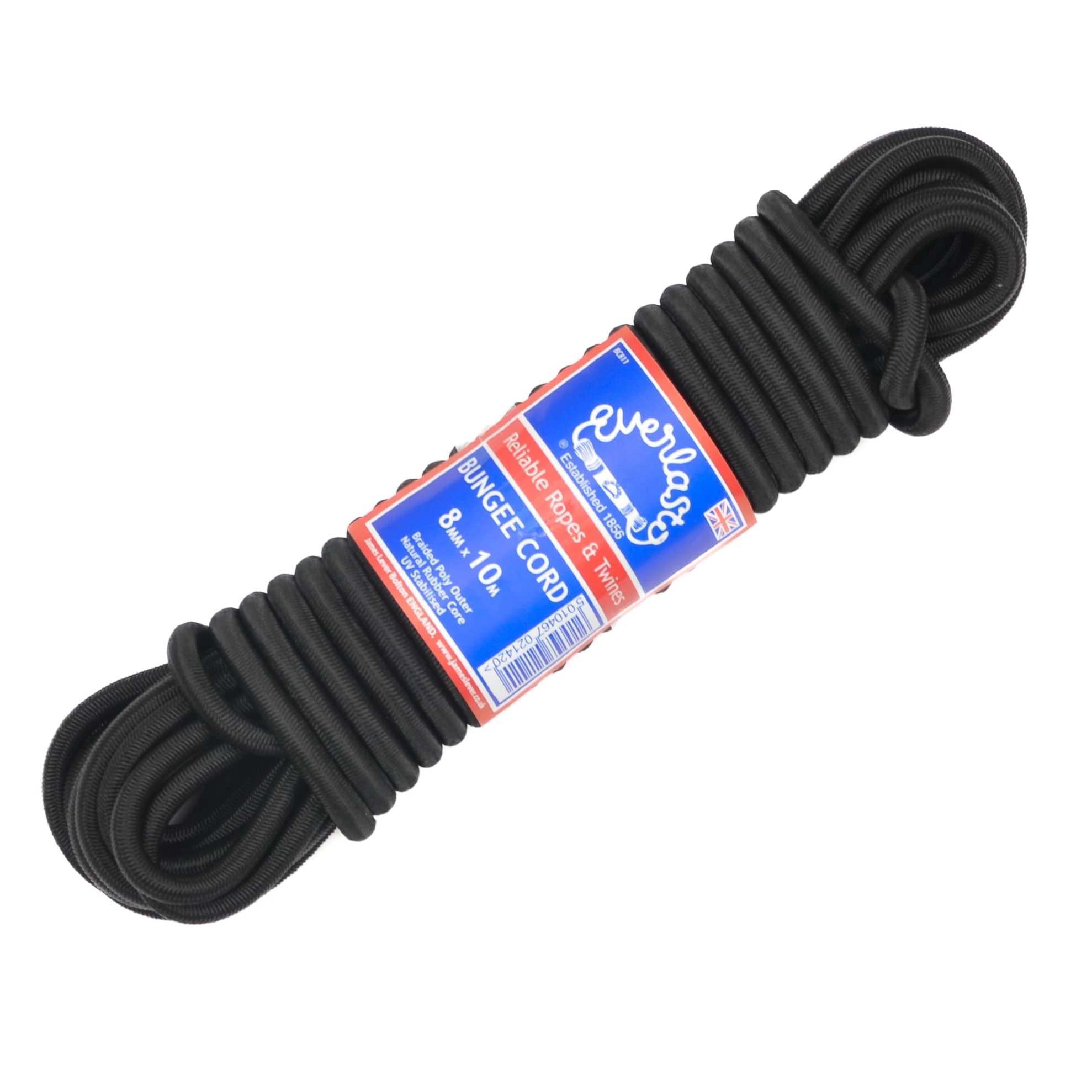 Everlasto 'Lastoflex' Elastic Bungee Cord Shock Cord Rope Black 8mm x 10M