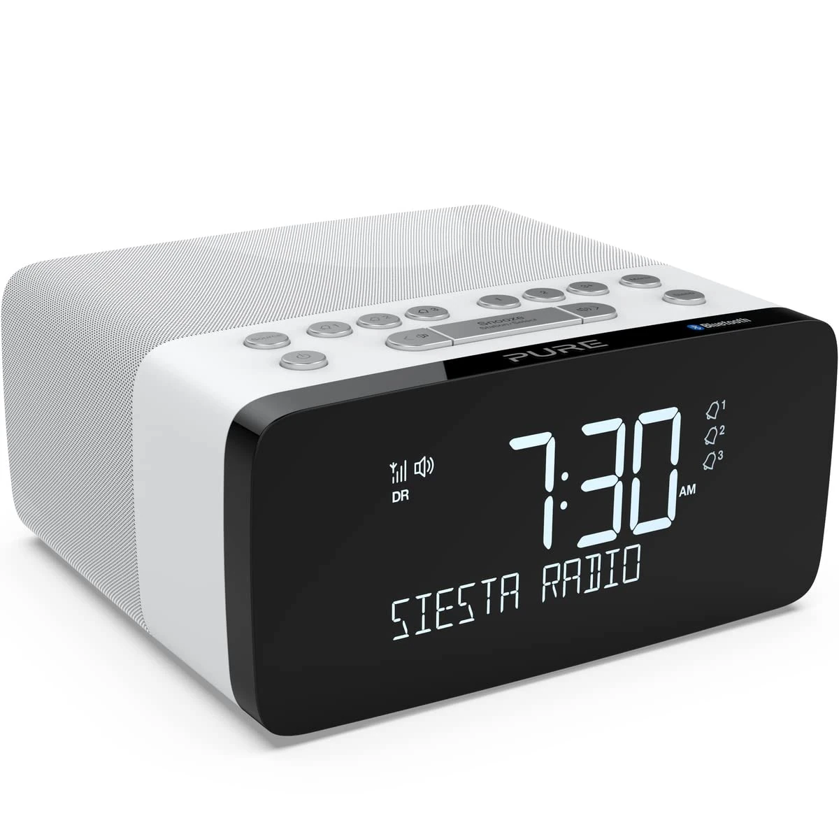 Pure P154502 Siesta Charge Bluetooth DAB+/DAB/FM Digital Radio Alarm Clock - Bedside DAB Radio with Qi Wireless Charging Pad for Smartphones and CrystalVue LCD Display with Auto-Brightness - Polar