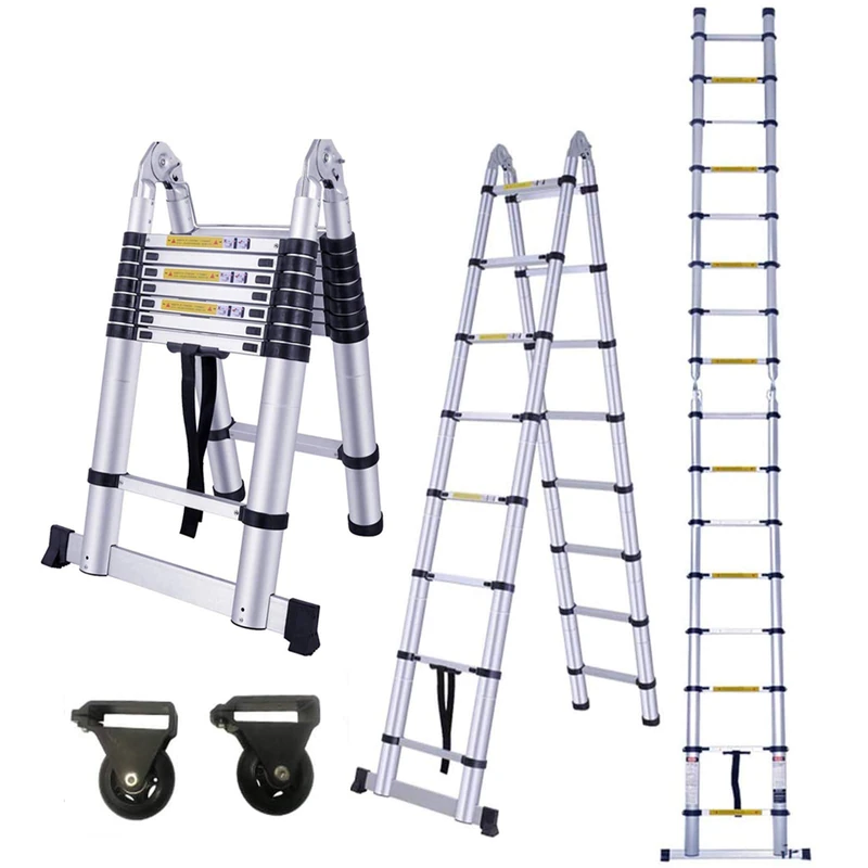 HENGMEI 5m Aluminium Folding Telescopic Ladder Multi-Purpose Ladder