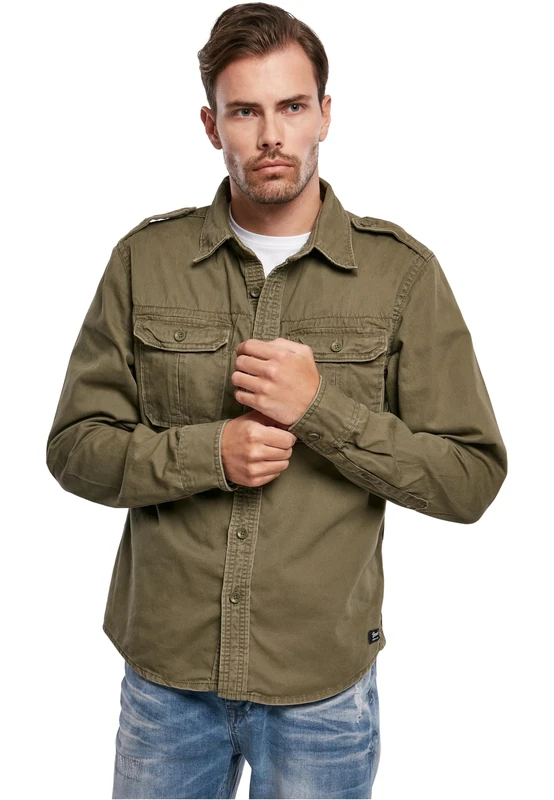 Brandit Vintage Shirt Long Sleeve, color: olive, size: 3XL