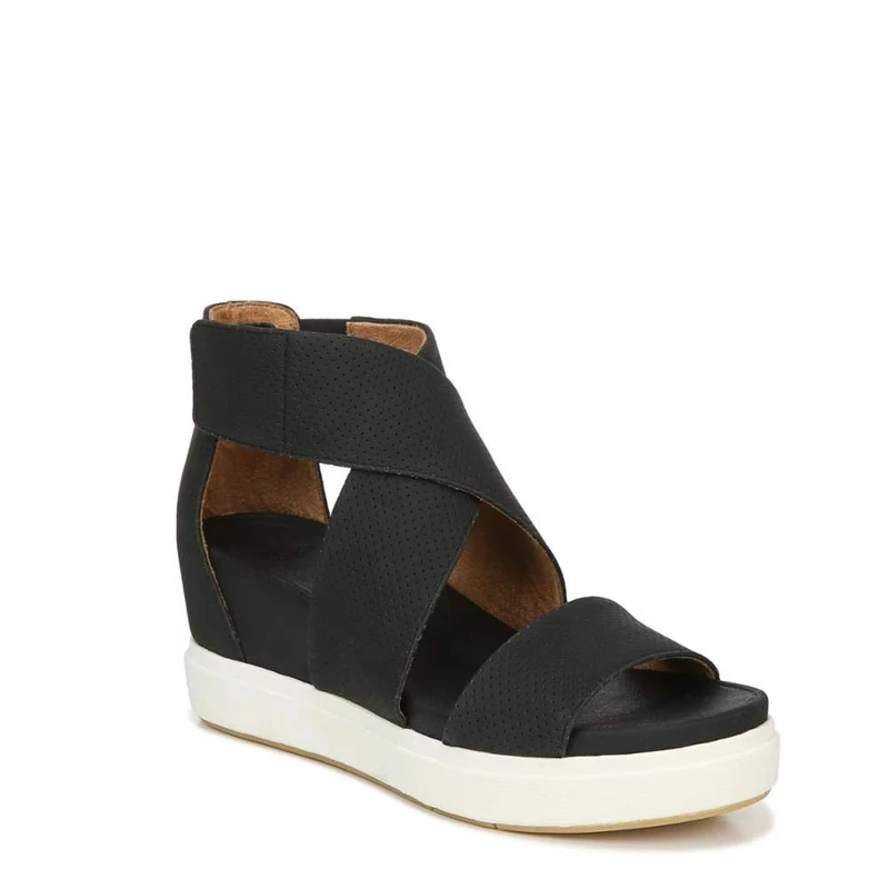 Dr. Scholl's Shoes Women's Sheena Platform Wedge Sandal, Black Smooth, 5 UK