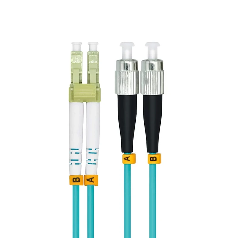 Jeirdus 50M LC to FC 10G OM3 Indoor Armored Duplex 50/125 Fiber Optic Cable Jumper Optical Patch Cord Multimode 50Meters LC-FC