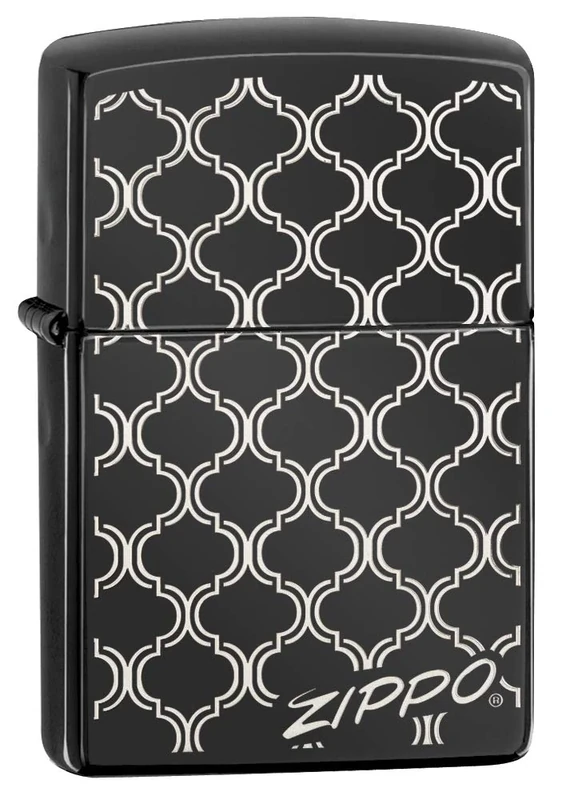 Zippo - Windproof Lighter, Art Deco, Highly Polished Black, Laser-Engraved, Refillable, Reusable, Windproof Design, Gift Box, Made in the USA