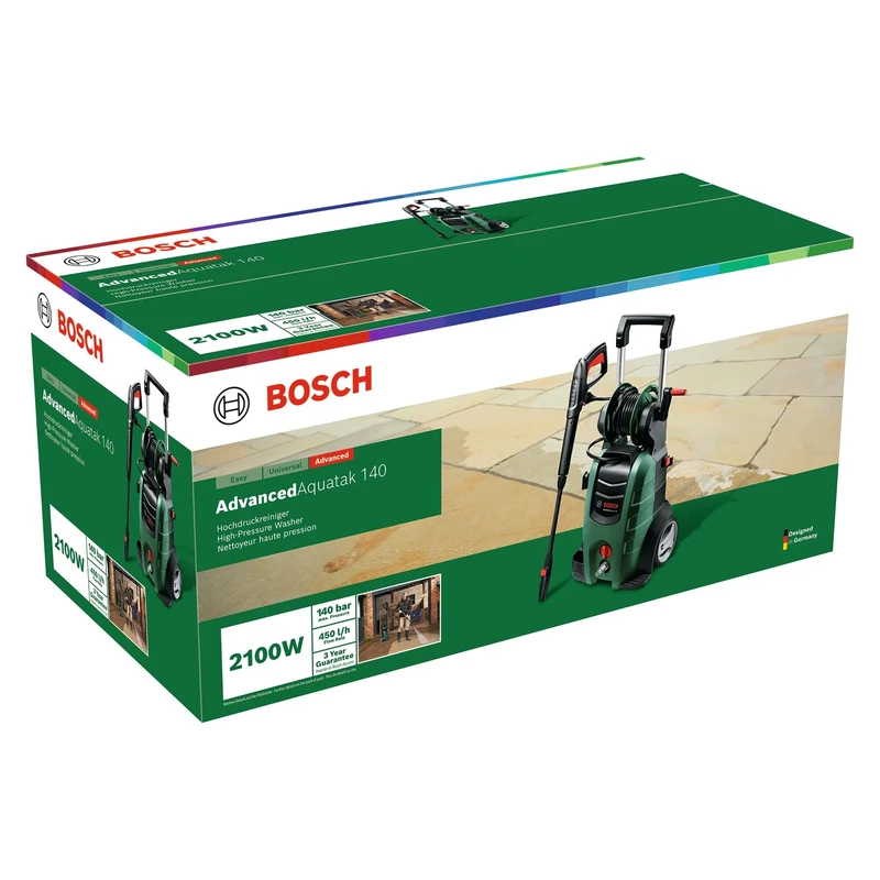 Bosch Home and Garden AdvancedAquatak 140 pressure washer Upright Electric Black Green 450 l/h 2100 W AdvancedAquatak 140 Upright Electric 8 m High-pressure 5 m Black Green