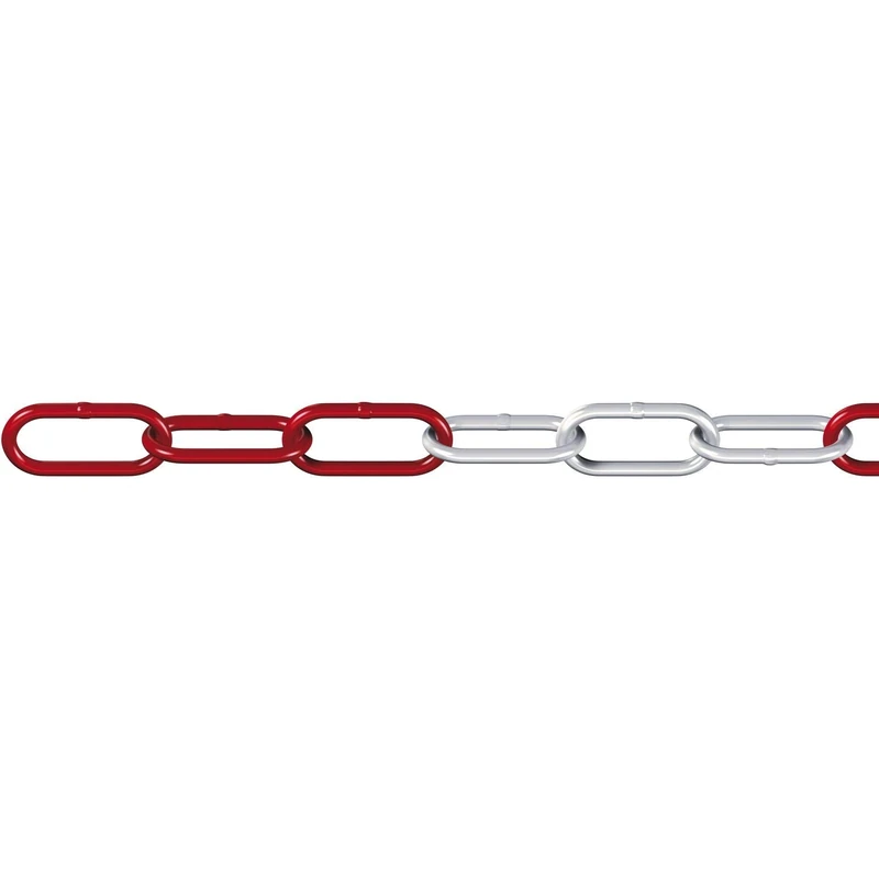 Dörner + Helmer Round Steel Red/White 15 m Diameter 6.0 mm Hot-Dip Galvanised Maximum Load Capacity 160 kg, Universal Chain, C, Long-Link 163101, 15m