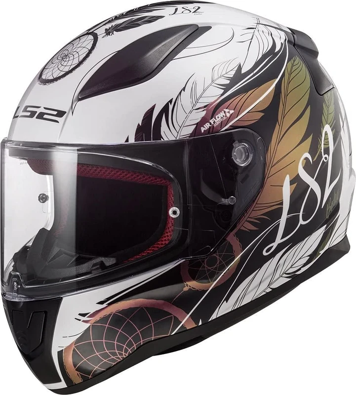 Full Face Motorbike Crash Rider Biker Sports Motorcycle Helmet LS2 - FF353 RAPID - BOHO - White Black Pink - XS