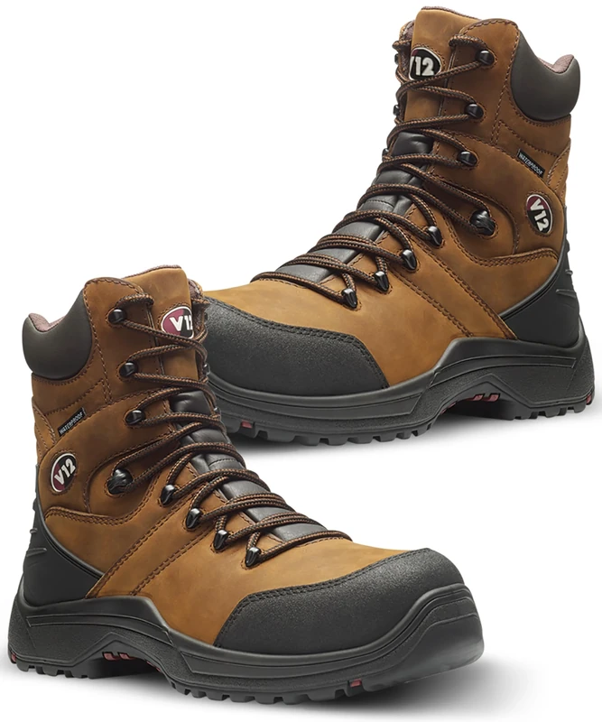 V12 Rocky IGS Safety Boots Mens – Waterproof Work Boots with Zip & Lace – Lightweight Composite Toe Cap & Midsole – Slip Resistant, Heat Resistant Work Safety Boots for Men, Size UK 5