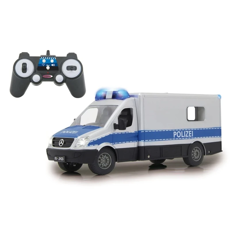 Jamara 405165 - Mercedes Sprinter 1: 16 Polizei Silver/Blue 2, 4GHz - Multi-Player, Rubber Tyres, Horn, Sounds, Lights, Manual Doors