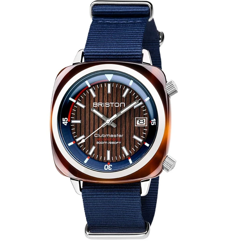 BRISTON - Clubmaster Diver Yachting Acetate - HMS Automatic Navy Blue, Blue, Strap