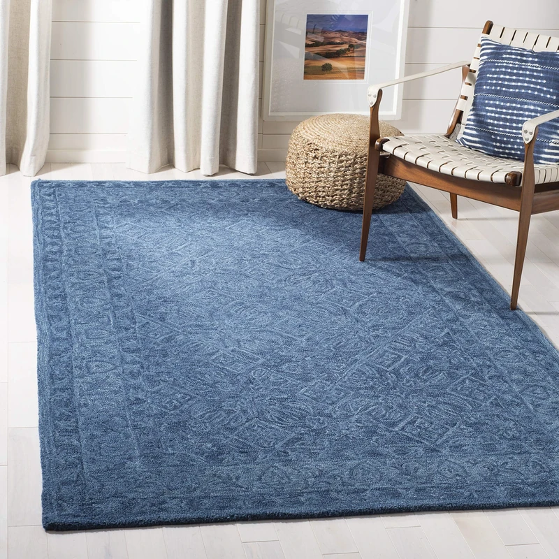 Safavieh Contemporary Rug for Living Room, Dining Room, Bedroom, Dip Dye Collection, Short Pile, in Navy Blue, 91 X 152 cm