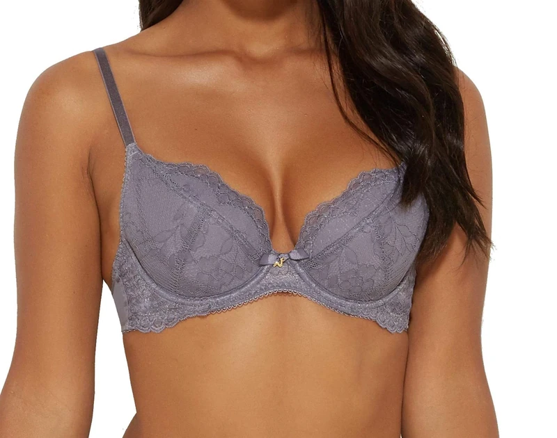 Gossard Women's Superboost Lace Thong Bra, Opaque, Grey (Platinum), 30D