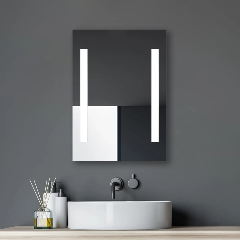 Talos Horizon LED bathroom mirror with warm white light - left and right light cutouts - 50x70 cm