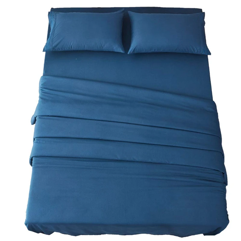 SONORO KATE Bed Sheet Set Super Soft Microfiber 1800 Thread Count Luxury Egyptian Sheets 18-Inch Deep Pocket Wrinkle and Hypoallergenic-4 Piece(King, Navy Blue)