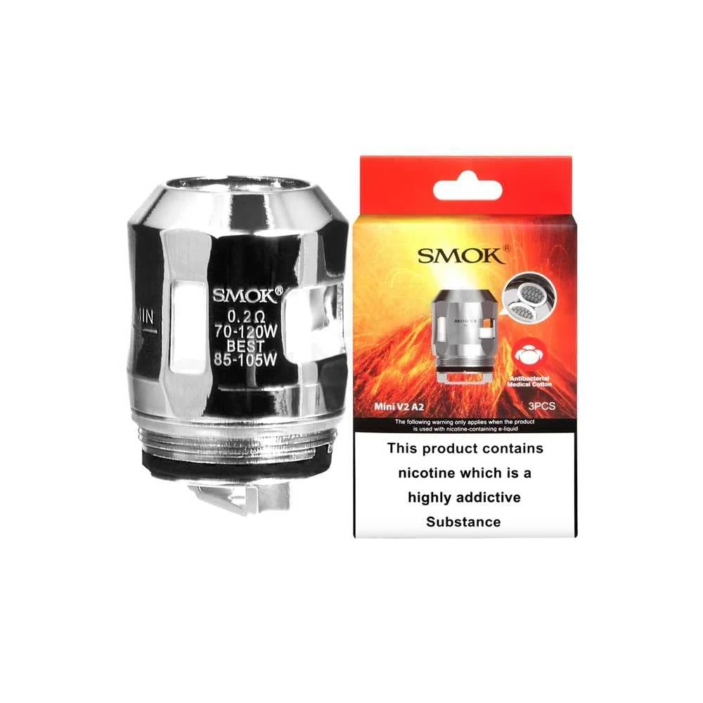 SMOK TFV-Mini V2 A2 Replacement Coils, Enhanced Flavour and Vapour Production, Works With R Kiss Kit, Species Kit, TFV8 Baby V2 Tank, SMOK Vaping Coils, Pack of 3, No Nicotine