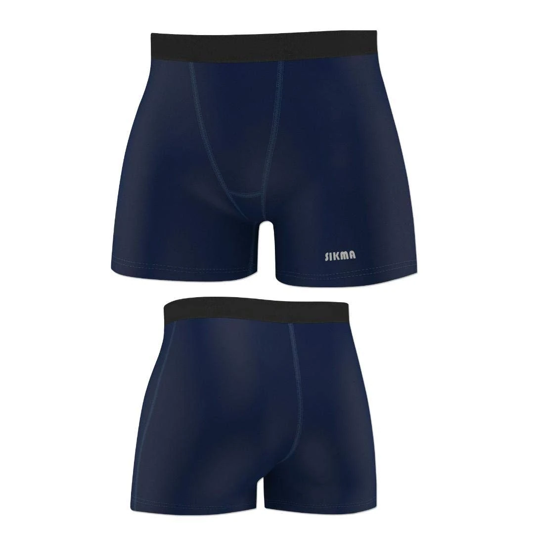 Sikma Mens Compression Boxer Shorts Baselayer Skin Tight Briefs Sports Gym Fitness Bottom (Blue, Medium)