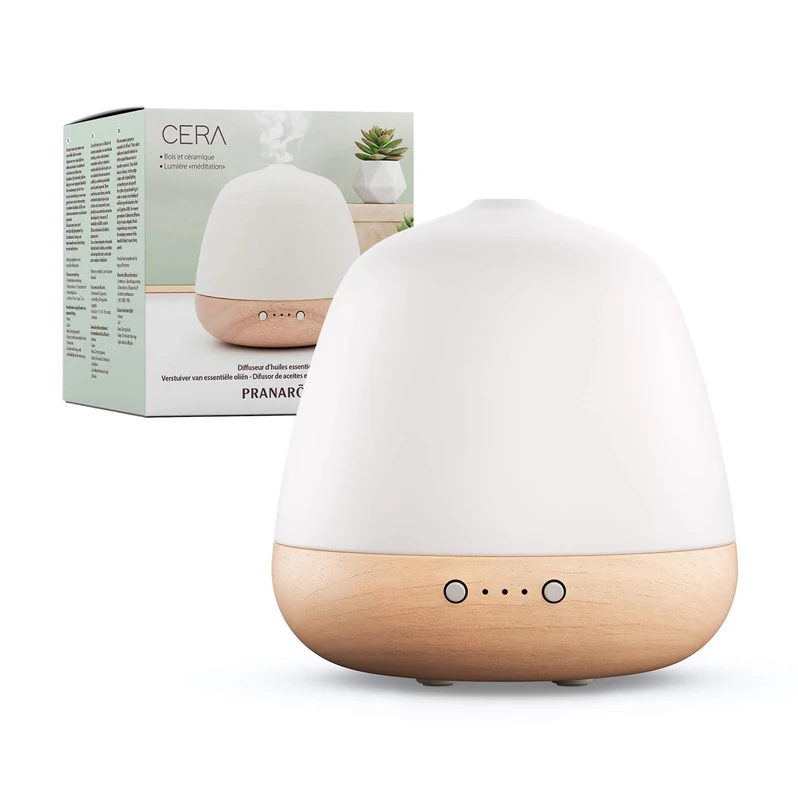 Pranarom Cera Ultrasonic Essential Oil Diffuser - Wood & Ceramic - Image 1