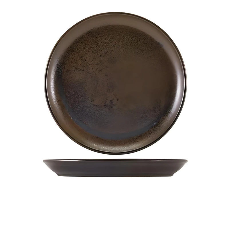 Genware Terra Porcelain Black Coupe Plate 27.5cm, CP-PBK27, Pack of 6