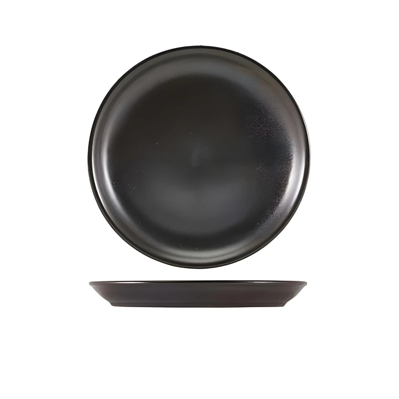 Genware Terra Porcelain Black Coupe Plate 19cm, CP-PBK19, Pack of 6 - Image 1