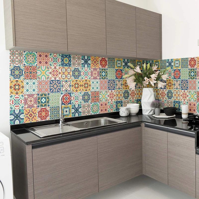 Ambiance Sticker Self-Adhesive Decorative Wall Decal Cement Tile for Bathroom and Kitchen Montanares- Pack of 24 Stickers of 20 x 20 cm - Image 1