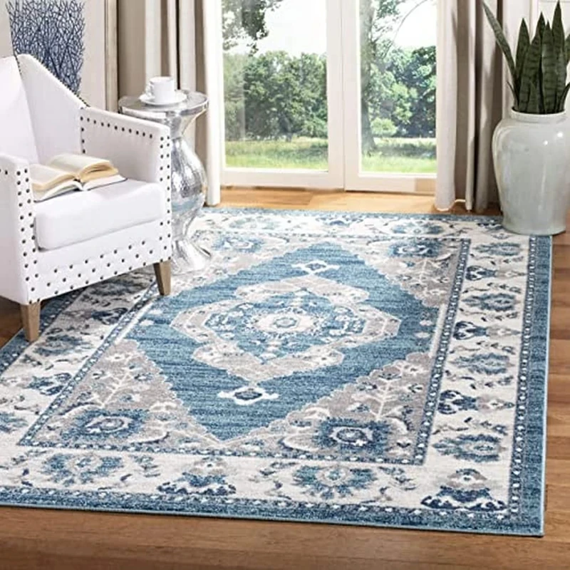 Safavieh Modern Chic Indoor Woven Rectangle Area Rug, Madison Collection, MAD504, in Turquoise / Grey, 122 X 183 cm for Living Room, Bedroom or Any Indoor Space