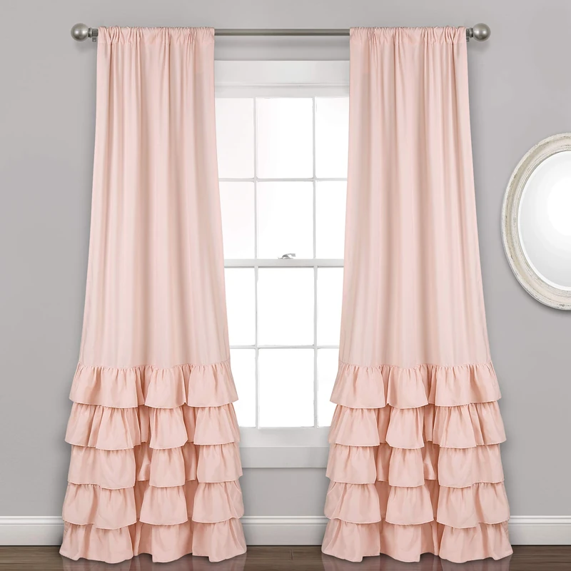 Lush Decor Window Set for Living, Dining Room, Bedroom, Polyester, Blush, 84 in L Panel pair