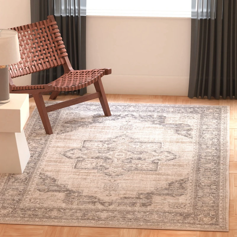 Safavieh Ella Traditional Area Rug, Woven Polypropylene Carpet in Cream/Grey, 90 X 150 cm