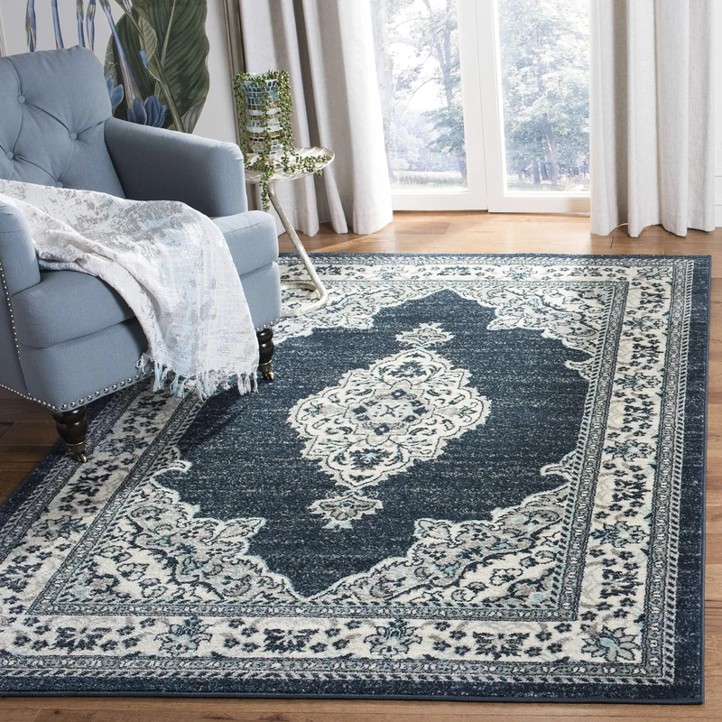 Safavieh Area Rug, 160 X 230 cm Cream / Navy Blue, MAD506N-5