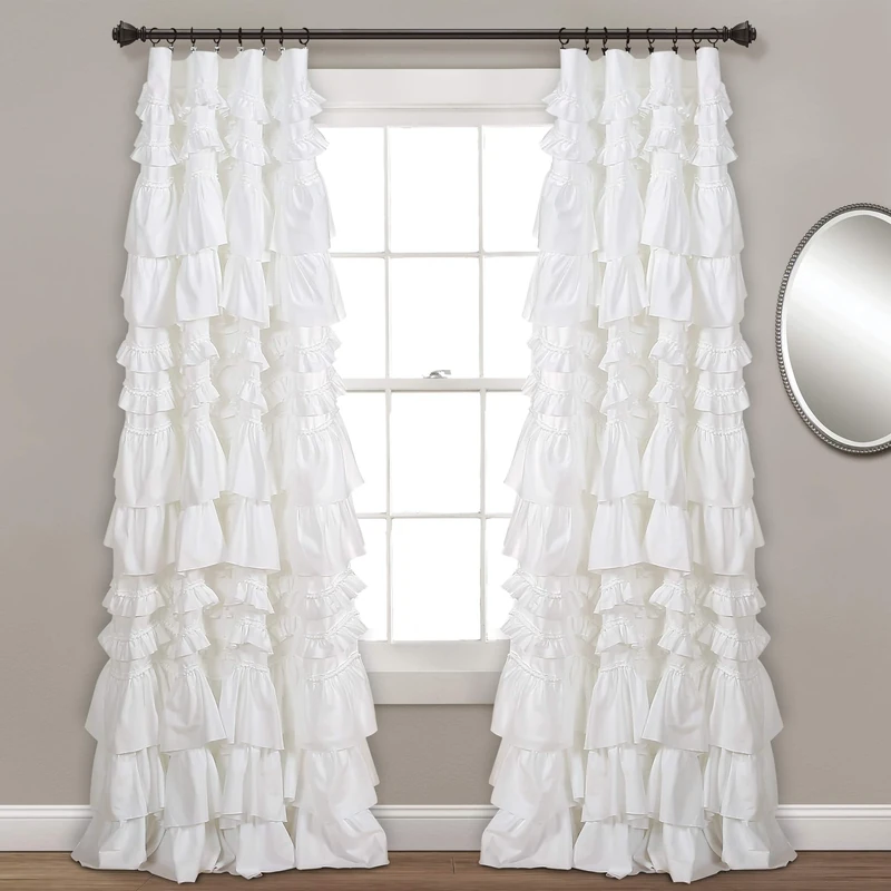 Lush Decor, White Kemmy Window Curtain Sing Panel, 84" x 52", 52" W x 84" L