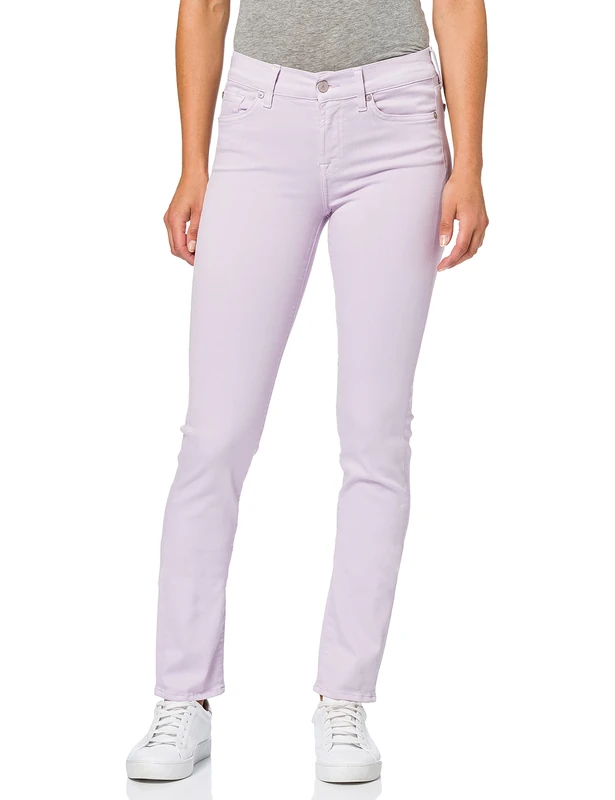 7 For All Mankind Women's Mid Rise Roxanne Jeans, Pink (Colored Slim Illusion 0zy), W26/L33 (Size: 26)