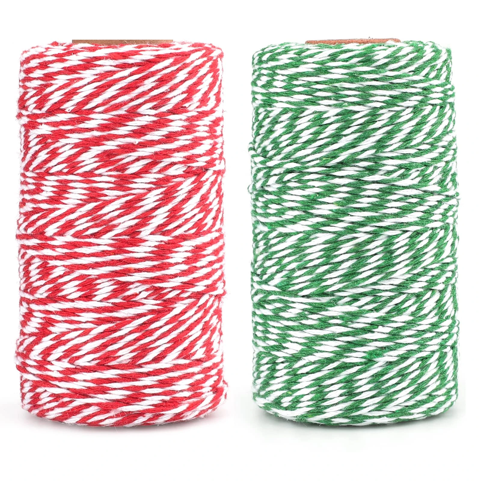 G2PLUS Wrapping String, Green and Red String Twine for Gift Wrapping, DIY Crafts, Holiday Tags and Decorations, 2x100M